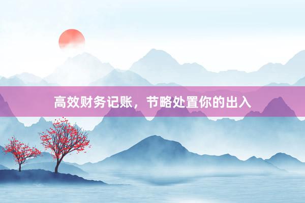 高效财务记账，节略处置你的出入