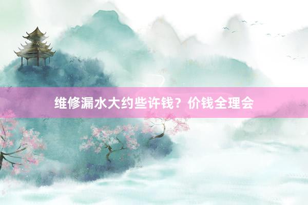 维修漏水大约些许钱？价钱全理会